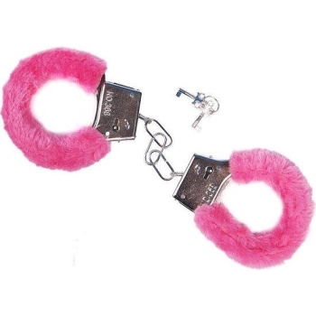 Furry cuffs, colour pink, in colour box