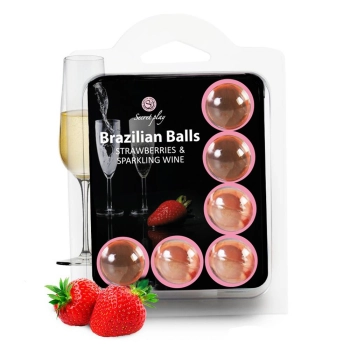 SET 6 BRAZILIAN BALLS STRAWBERRY & SPARKLING WINE