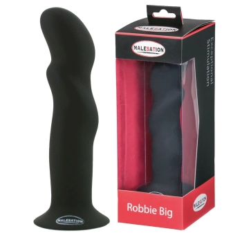 Silikonowe gładkie czarne dildo przyssawką 18,5 cm