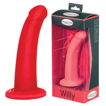 Gładkie czerwone zakrzywione dildo przyssawka 15cm