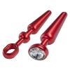 MALESATION Alu-Plug with handle & crystal medium, red