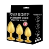 Diamond king 3 - gold plug 3 pack set pink stone