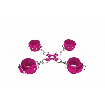 Leather Hand And Legcuffs - Pink