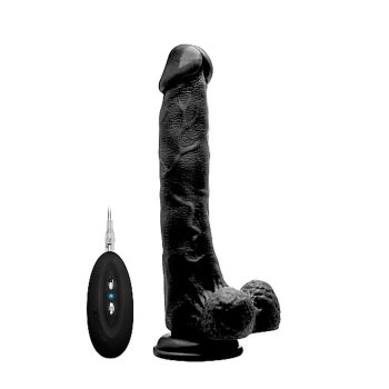 Vibrating Realistic Cock - 10" - With Scrotum - Black