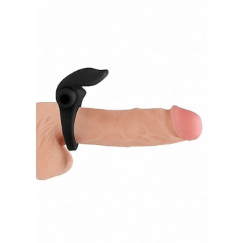 Bunny Cockring with Stimulating Ears- Black