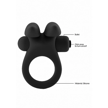 Bunny Cockring with Stimulating Ears- Black