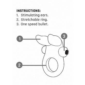 Bunny Cockring with Stimulating Ears- Black