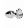 Love Heart Diamond Plug - 2.75 Inch - Silver