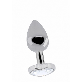 Love Heart Diamond Plug - 3.15 Inch - Silver