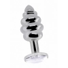 Ribbed Diamond Plug - 3.75 Inch - Silver