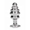 Ribbed Diamond Plug - 3.75 Inch - Silver