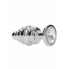 Ribbed Diamond Plug - 3.75 Inch - Silver