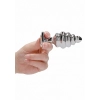 Ribbed Diamond Plug - 3.75 Inch - Silver