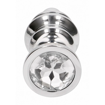 Ribbed Diamond Plug - 3.75 Inch - Silver