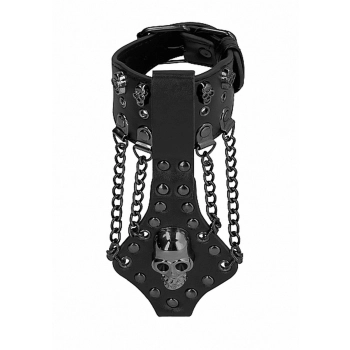 Ouch! Skulls and Bones - Bracelet with Skulls and Chains - Black