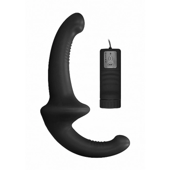 Strap-on podwójne prążkowane dildo czarne wibracja