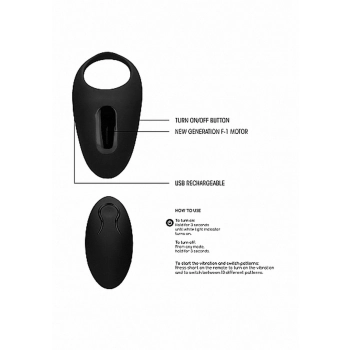 No. 74 - Remote Controlled Vibrating Cock Ring - Black