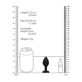 Gładki korek analny zatyczka plug czarny 7,5cm