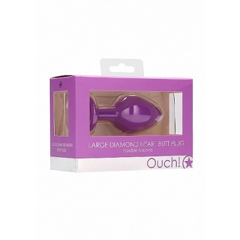 Diamond Heart Butt Plug - Large - Purple