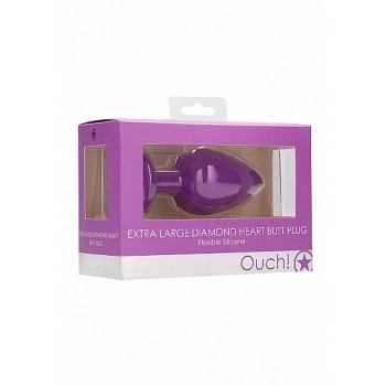 Diamond Heart Butt Plug - Extra Large - Purple