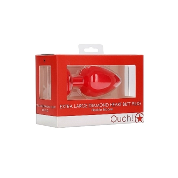 Diamond Heart Butt Plug - Extra Large - Red