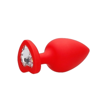 Diamond Heart Butt Plug - Extra Large - Red