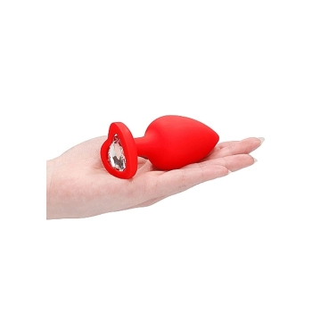 Diamond Heart Butt Plug - Extra Large - Red