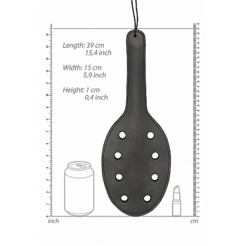 Saddle Leather Paddle With 8 Holes - Black