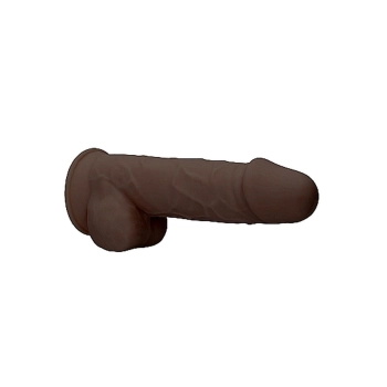 Silicone Dildo With Balls - 21,6 cm - Brown