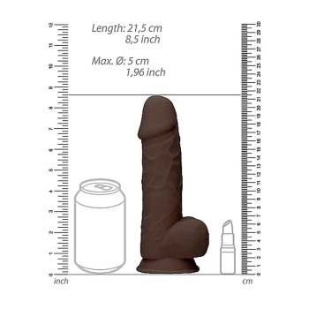 Silicone Dildo With Balls - 21,6 cm - Brown