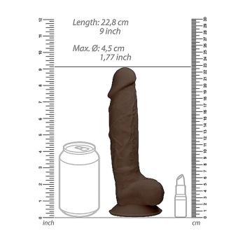 Silicone Dildo With Balls - 22,8 cm - Brown