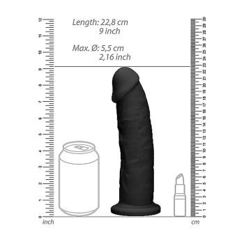 Silicone Dildo Without Balls - 22,8 cm - Black