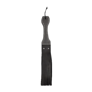 Wooden Handle Belt Whip Flogger Leather - Black