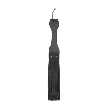 Wooden Handle Belt Whip Flogger Leather - Black