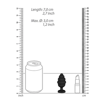 Prążkowany korek analny zatyczka plug czarny 7 cm