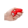 Extra Large Ribbed Diamond Heart Plug - Red