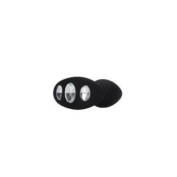 Regular Diamond Butt Plug With Handle - Black