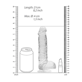 Przezroczyste dildo gumowe z prostym trzonem 21cm