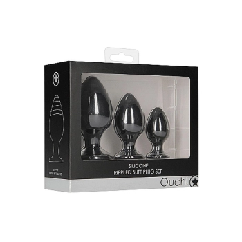 Rippled Butt Plug Set - Black