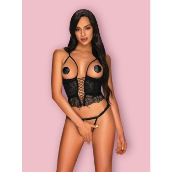 Gorset stringi sex komplet obsessive romanesa l/xl