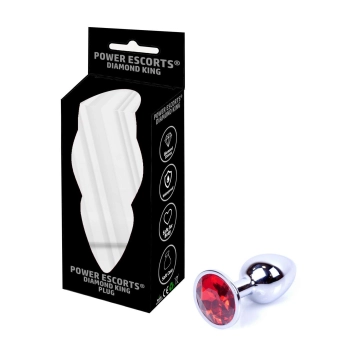 Plug-Diamond King Butt Plug - Metal Small Red