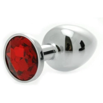 Plug-Diamond King Butt Plug - Metal Small Red