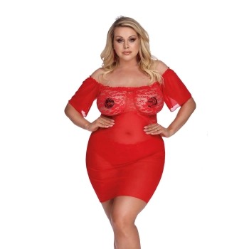 CAMARI RED (CHEMISE/HALKA) XXL+