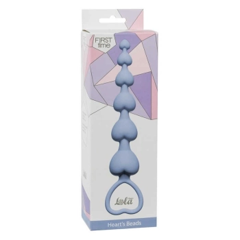 Plug-Anal Hearts Beads Blue