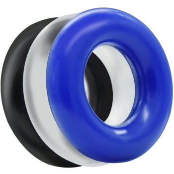 Ring-Donut Cockring 3 Pack-3 colors blue/clear/black