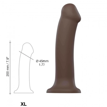 Gładki brązowy penis dildo z przyssawką 20 cm